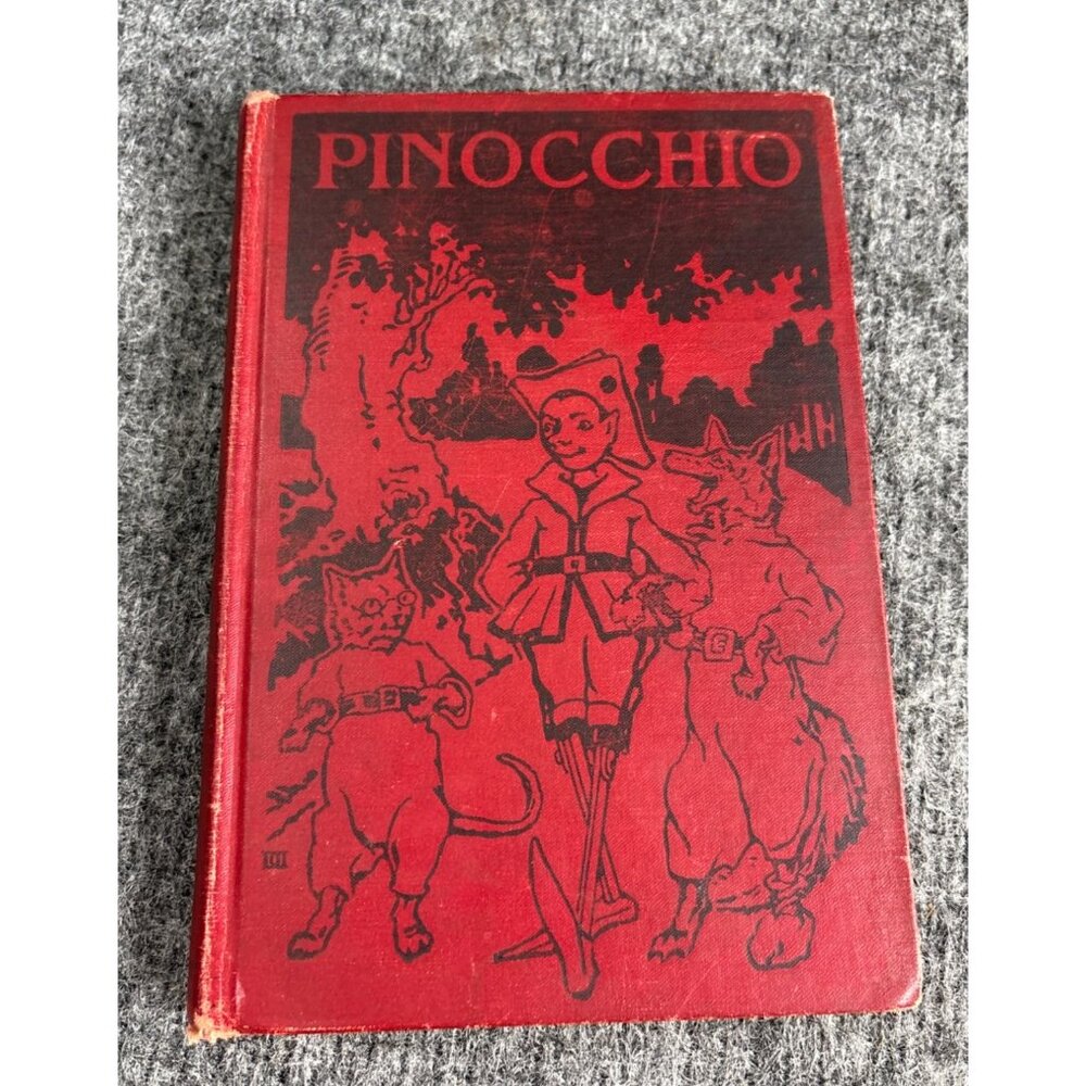 Pinocchio The Story Of A Marionette Hardcover Book Red Illustration Vtg
